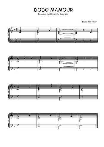 Téléchargez l'arrangement pour piano de la partition de Dodo Mamour en PDF